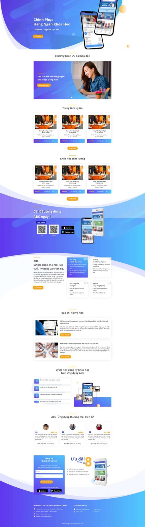 Theme wordpress phần mềm giáo dục