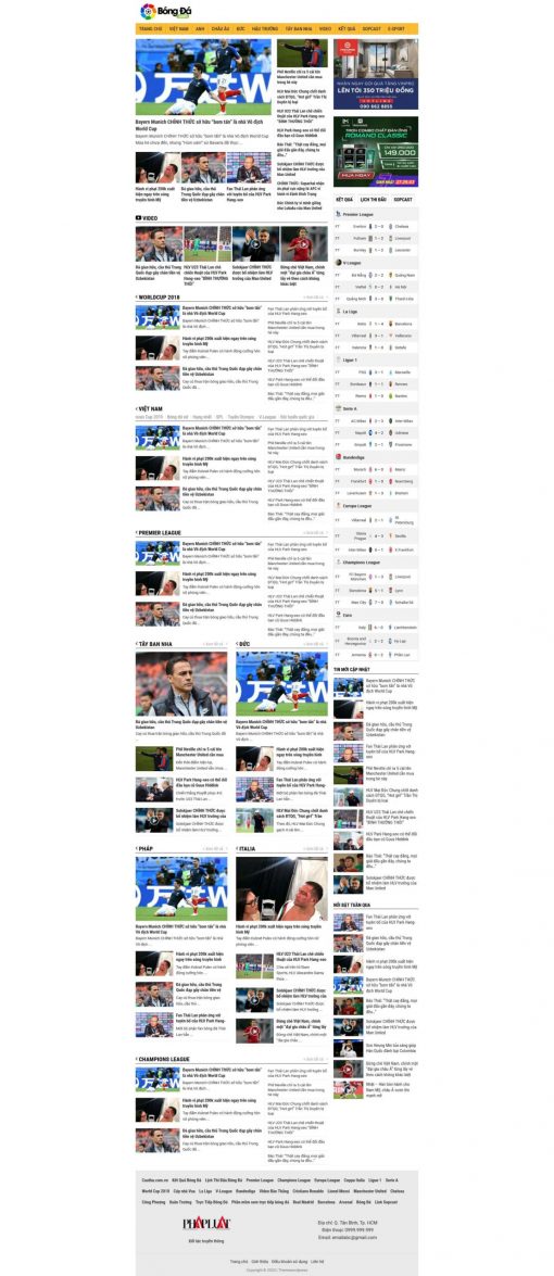 Theme wordpress tin tức bóng đá