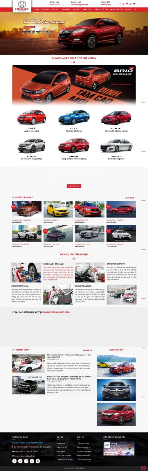 Theme wordpress bán xe oto honda 3